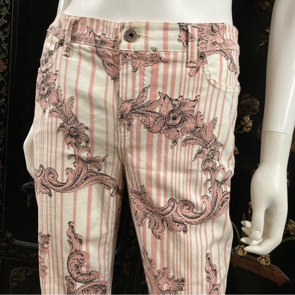 Moschino Jeans Pink Striped Boot Cut Printed Pants - Picture 2 of 12